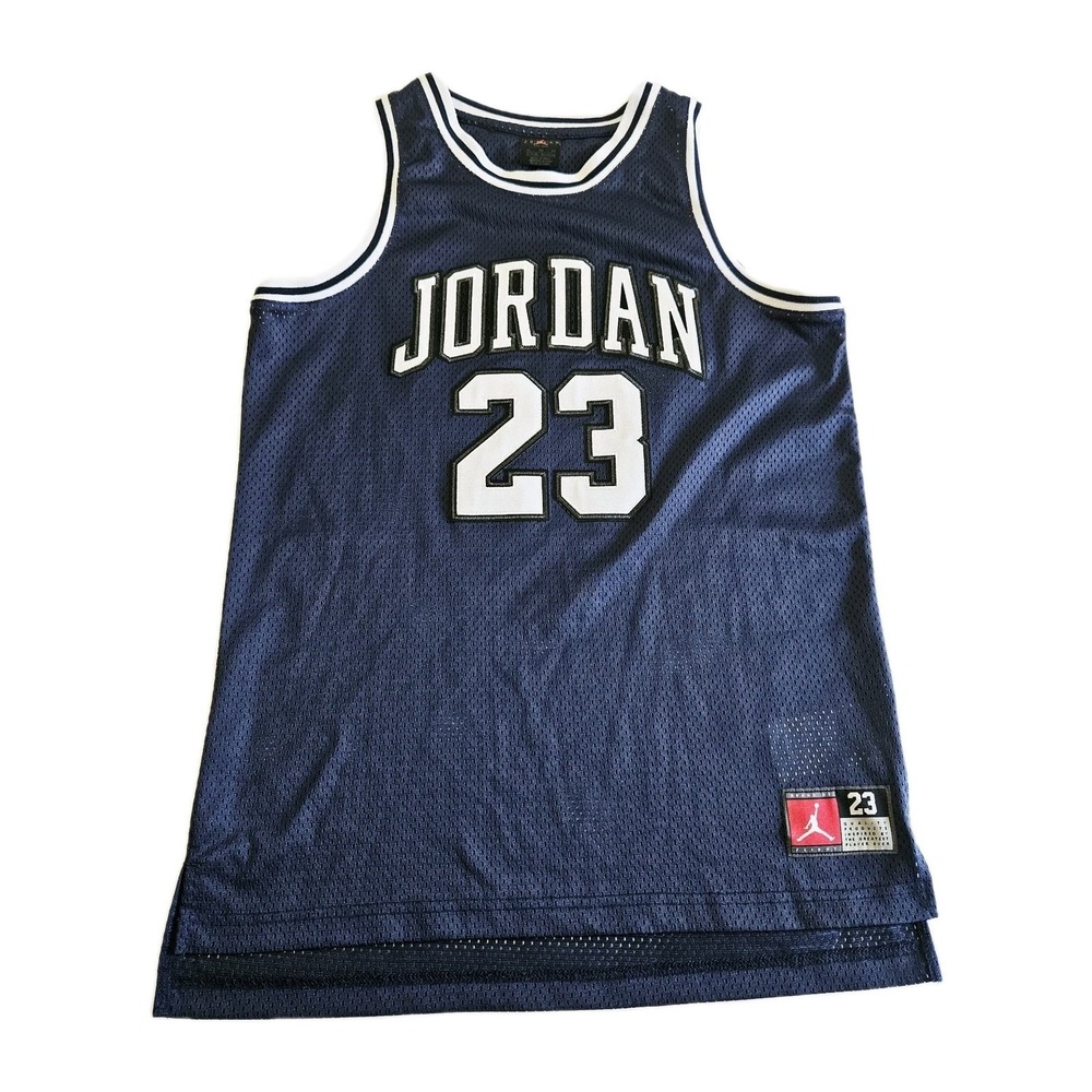 Jordan Navy Blue White 23 Mesh Basketball Jersey